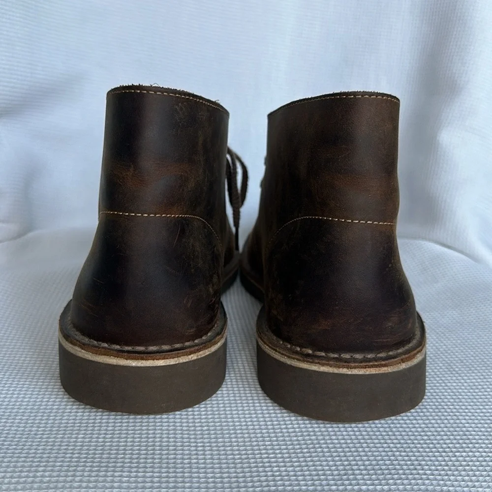 Clarks Men’s Bushacre 3 Chukka Boot Sz 10 Leather Contrast Stitch Brown Lace Up